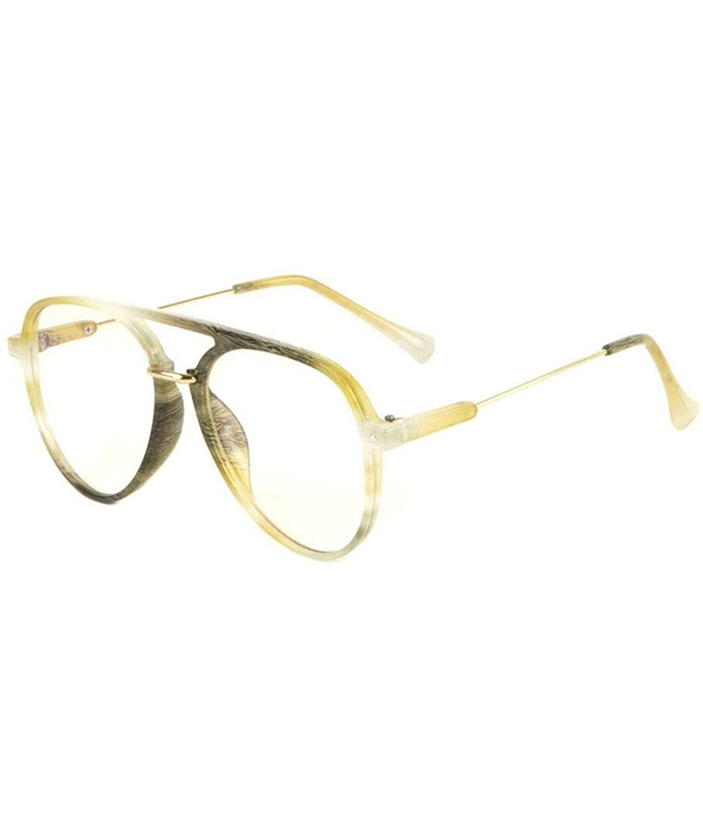 Oversized Classic Oversized Aviator Sunglasses Clear Lenses - Faux Ivory & Gold Frame - CC18ZEYN9IT $10.05