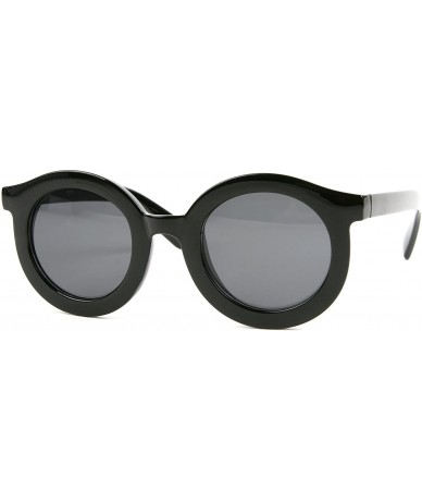 Round Vintage Thick Rimmed Round Sunglasses P2178 (Black-Smoke Lens) - CX122B5RHH7 $8.18