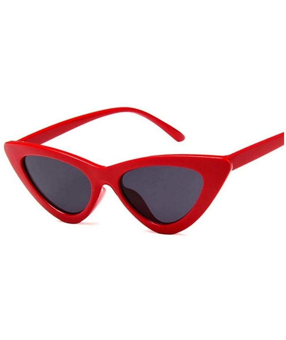 Square New Retro Fashion Sunglasses Women Er Vintage Cat Eye Black White Sun Glasses Female Lady UV400 Oculos - Red Gray - CZ...