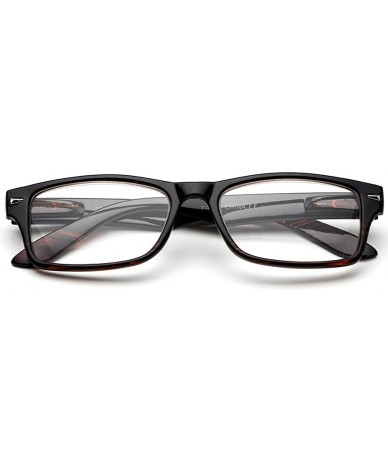 Rectangular Newbee Fashion Plastic Rectangular Glasses - 1928 Black/Stripe - CC18549IOAL $14.23