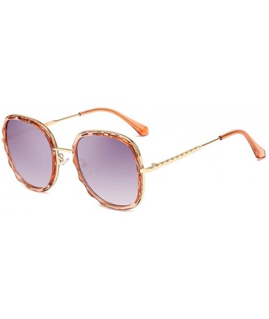 Oversized Metal Wave Leg Circular Frame Sunglasses Fashion Men's and Women's Universal Sunglasses - A - C318Q0IN3NA $30.26