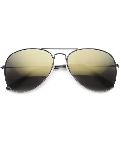 Aviator Classic Black Metal Color Mirror Lens Aviator Sunglasses 60mm - Black Mirror - CH11YREU8W7 $11.60