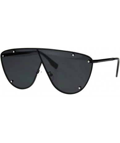 Shield Unisex Robotic Asymetrical Bridge Line Shield Flat Top Racer Sunglasses - Matte Black - CD18TXQW500 $26.65
