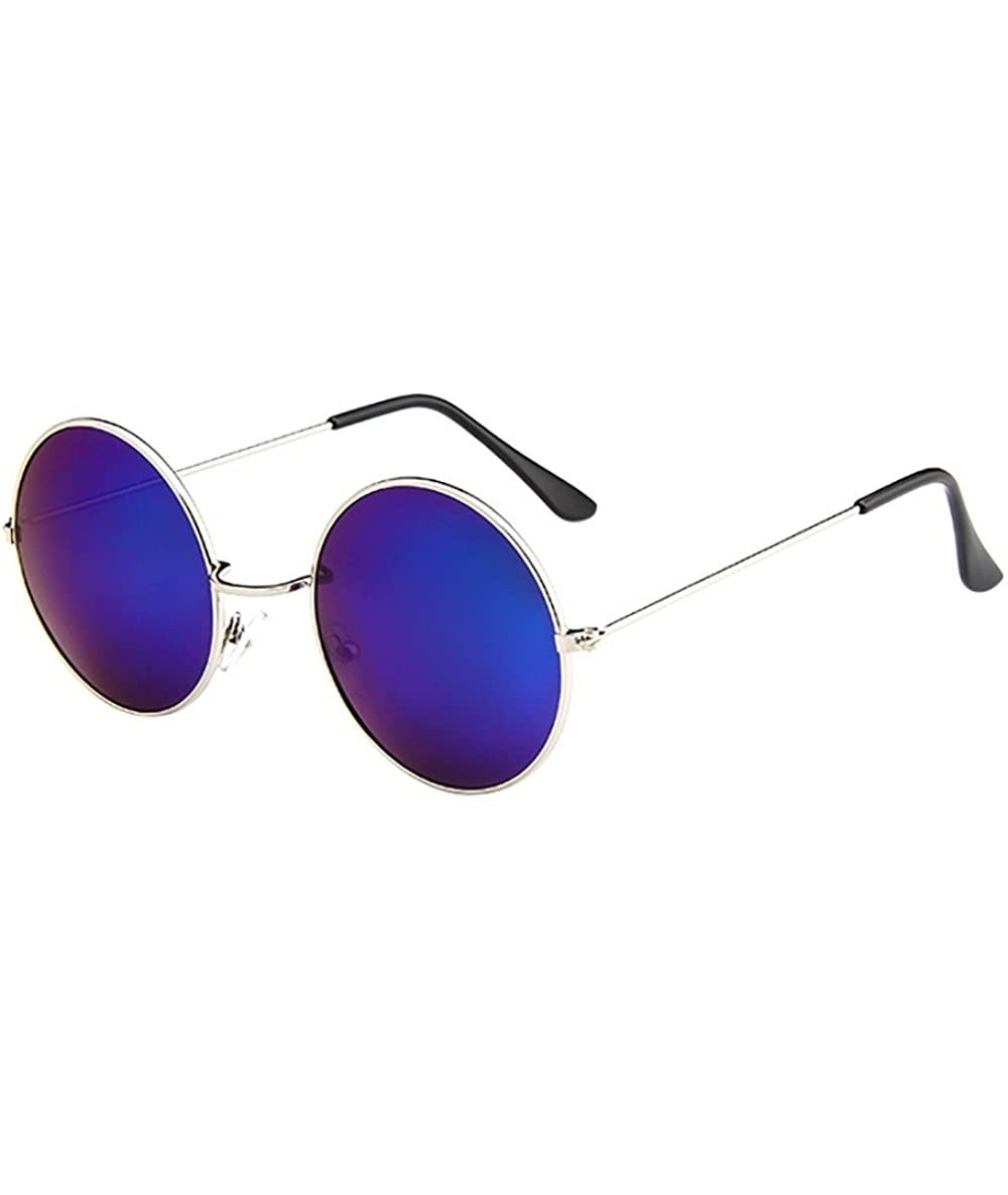 Aviator Women Men Vintage Retro Glasses Unisex Driving Round Frame Sunglasses Eyewear - Multicolor C - CI18EQD90SC $7.12