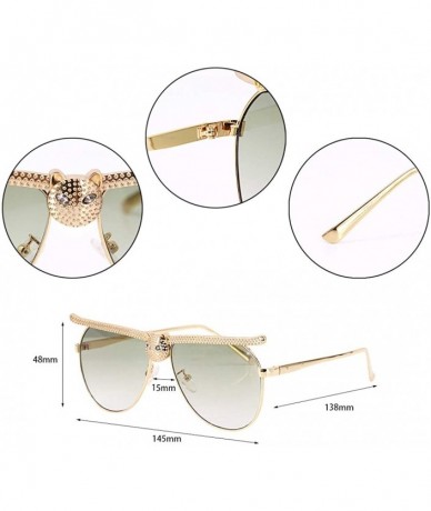 Goggle Bee Pilot Sunglasses Oversize Metal Frame Vintage Retro Men Women Shades - Gold Frame Green Lens - CY190L04E8Y $9.63