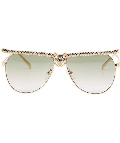 Goggle Bee Pilot Sunglasses Oversize Metal Frame Vintage Retro Men Women Shades - Gold Frame Green Lens - CY190L04E8Y $9.63