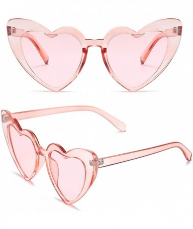 Cat Eye Heart Shaped Sunglasses Clout Goggle Vintage Cat Eye Mod Style Retro Glasses Kurt Cobain - Clear Red/Red - C8195R5MKS...