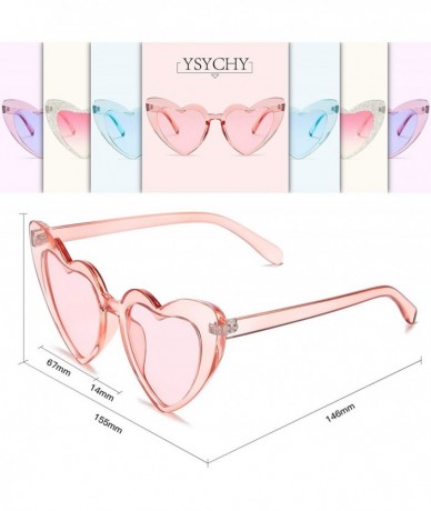 Cat Eye Heart Shaped Sunglasses Clout Goggle Vintage Cat Eye Mod Style Retro Glasses Kurt Cobain - Clear Red/Red - C8195R5MKS...