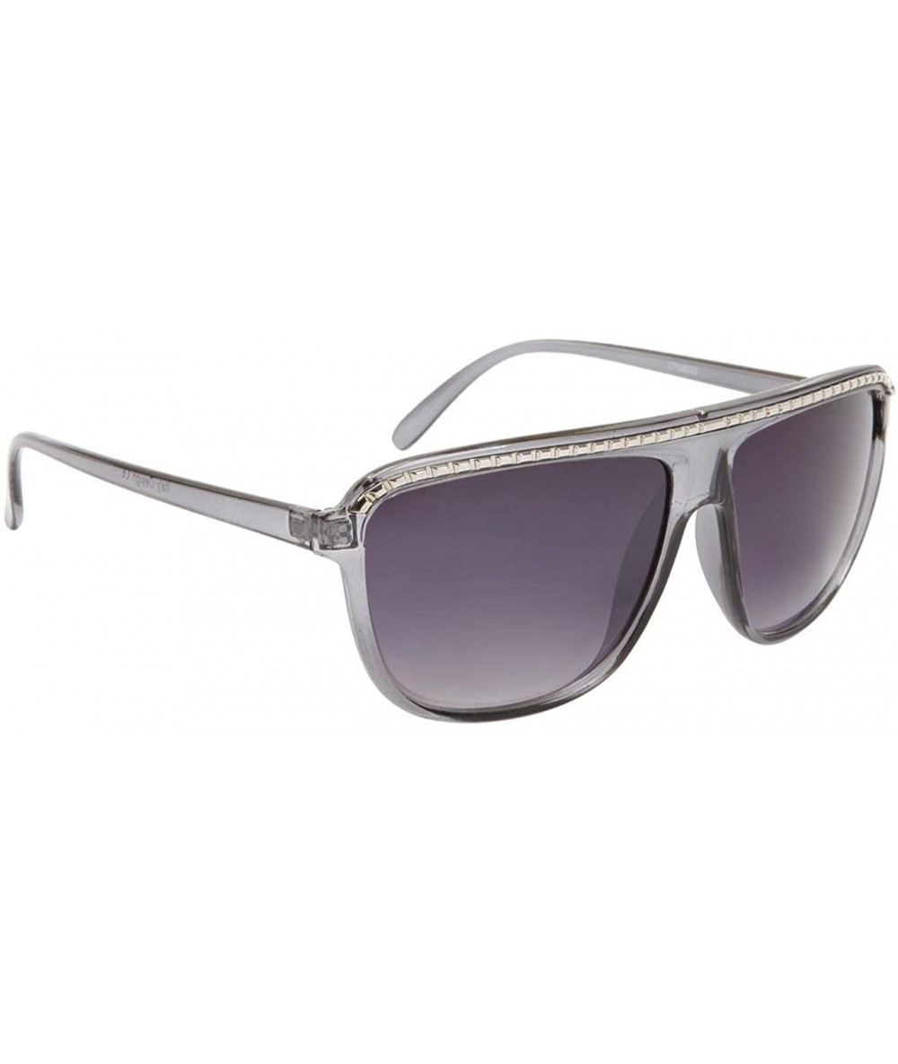 Aviator Large Aviator Style Sunglasses W/Silver Chain Lined Frame - Gray - CJ11NY5G5QX $9.60