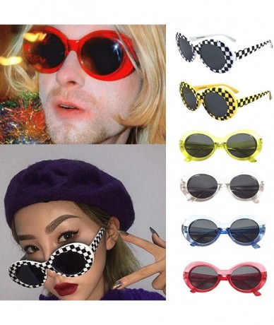 Oval Highly Recommend Retro Vintage Clout Goggles Unisex Sunglasses Rapper Oval Shades Grunge Glasses - Multicolor-d - CH18T9...