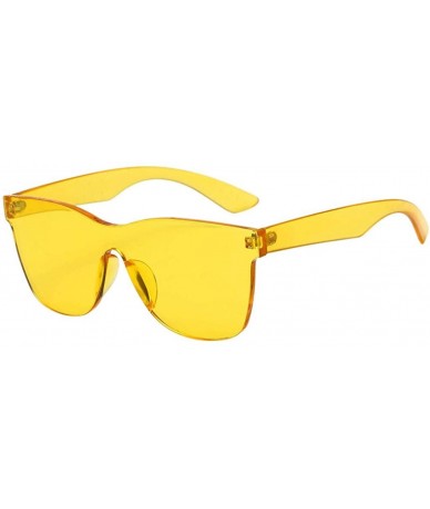 Rimless One-piece Oversized Sunglasses Clear Lens Rimless Tinted Unisex (Yellow) - CD18HOKCMYA $10.59