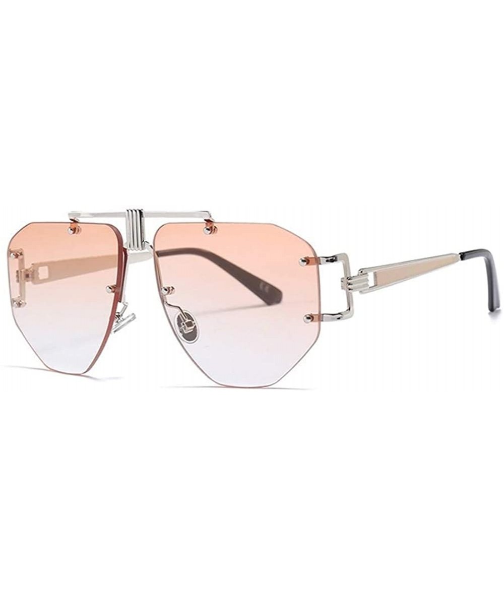 Rimless Oversized Rimless Sunglasses For Women Irregular Alloy Unique Frames Shades UV400 - C3 - CE1900ESQSN $9.50