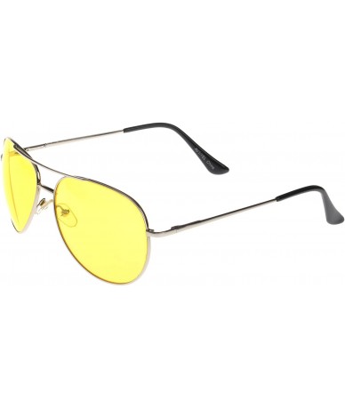 Aviator Vintage Classic Fashion Aviator Sunglasses Tri-Layer UV400 Unisex - Sport Frame Silver/Transparent Yellow Lens - C112...