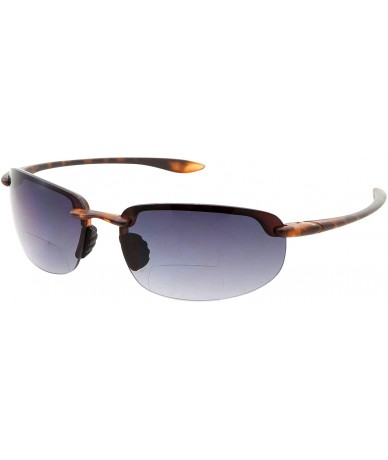 Wayfarer Mens Rimless Bifocal Reading Sunglasses Sports Wrap Reader Glasses - Tortoise - CB18WXN7QKI $12.07