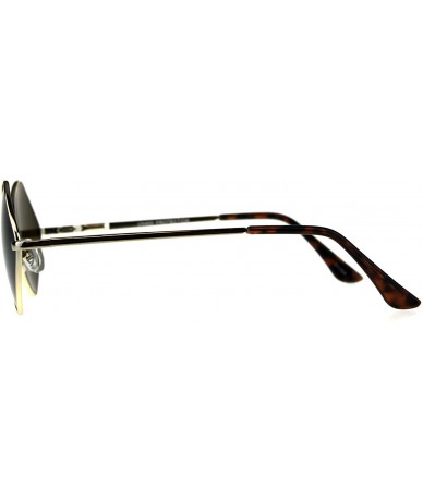 Rectangular Mens Pimp Hippie Diamond Rectangular Square Metal Rim Sunglasses - Gold Brown - CH18CMOQ69W $7.22