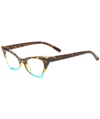 Cat Eye Clear Lens Sharp Geometric Cat Eye Sunglasses - Green Demi - C81983KG529 $25.76