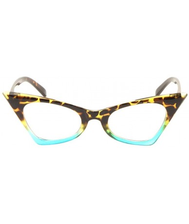 Cat Eye Clear Lens Sharp Geometric Cat Eye Sunglasses - Green Demi - C81983KG529 $12.18