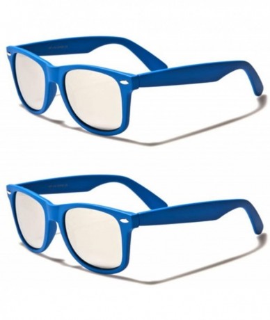 Wayfarer Unisex 80's Retro Classic Trendy Stylish Sunglasses for Men Women - Stm - Mirror Lens Blue - 2pack - CH195GIOIXL $11.72