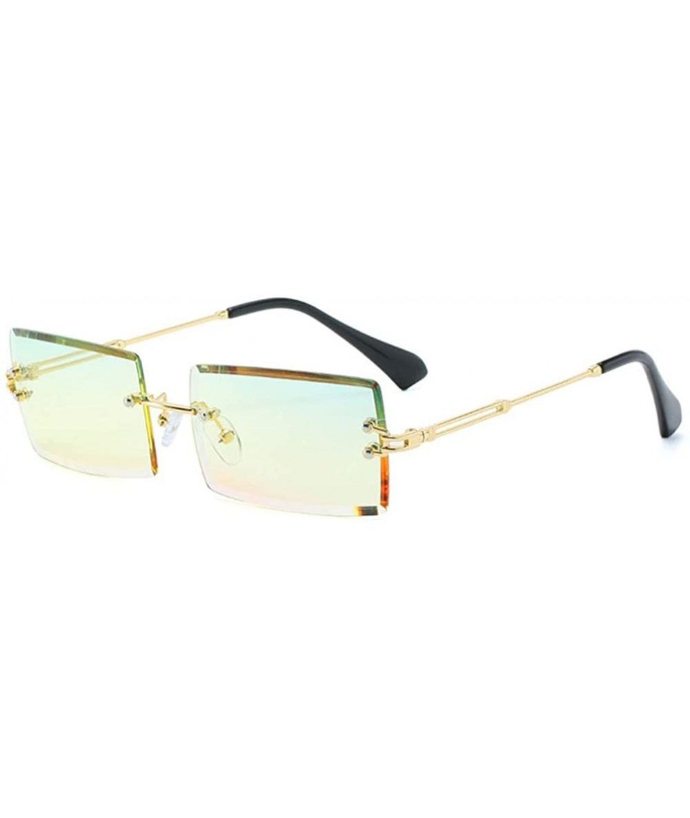 Semi-rimless Hip Hop Rimless Sunglasses Women Men Rectangular Sun Glasses Sunglass Streetwear Eyewear - Green - CH18Y6IX95Q $...