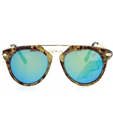 Wayfarer Womens Retro Designer Metal Bridge Horn Rim Pilot Sunglasses - Beige Tortoise Yellow - C512N0C0MVJ $12.17