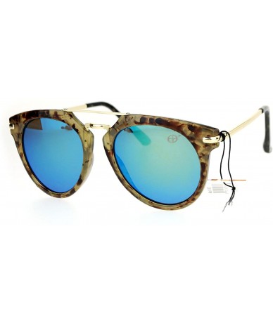 Wayfarer Womens Retro Designer Metal Bridge Horn Rim Pilot Sunglasses - Beige Tortoise Yellow - C512N0C0MVJ $12.17