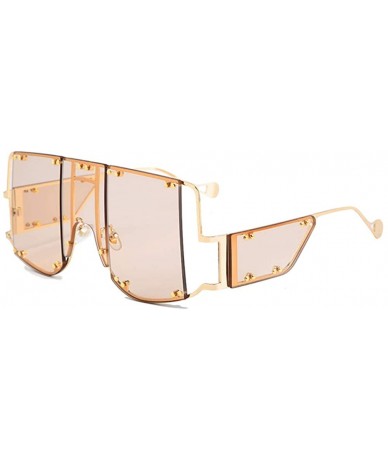 Aviator Retro Big UV400 Sunglasses Oversized Frame Design Sun Glasses For Women Female 2131 - Pink - CY18A9WCZRN $9.10