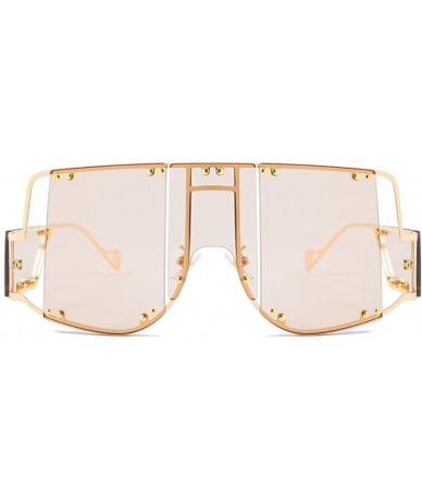 Aviator Retro Big UV400 Sunglasses Oversized Frame Design Sun Glasses For Women Female 2131 - Pink - CY18A9WCZRN $9.10