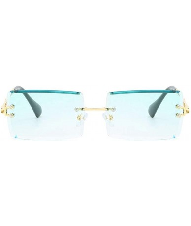 Semi-rimless Hip Hop Rimless Sunglasses Women Men Rectangular Sun Glasses Sunglass Streetwear Eyewear - Green - CH18Y6IX95Q $...