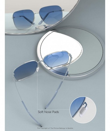 Semi-rimless Sunglasses Men Women Rectangular Polarized Metal Frame with Spring Hinges UV400 Protection 62MM - CE18A8HU2LR $1...