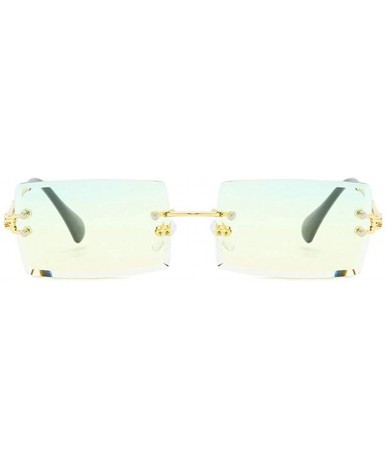 Semi-rimless Hip Hop Rimless Sunglasses Women Men Rectangular Sun Glasses Sunglass Streetwear Eyewear - Green - CH18Y6IX95Q $...