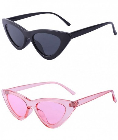 Goggle Retro Vintage Cat Eye Sunglasses for Women Goggles - Black / Clear Pink 2 Pack - CB18YXATW75 $9.12