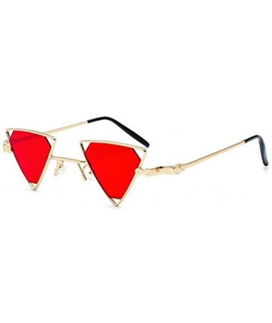 Rectangular Vintage Punk Triangle Sunglasses Women Men Metal Frame Black Red Yellow Pink Sun Glasses Retro Shades - CA18Y6HDX...