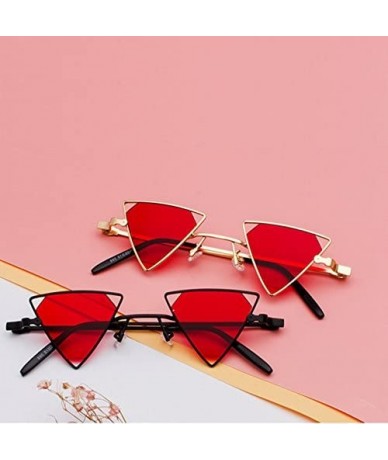 Rectangular Vintage Punk Triangle Sunglasses Women Men Metal Frame Black Red Yellow Pink Sun Glasses Retro Shades - CA18Y6HDX...