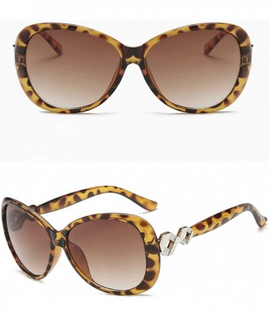 Oval Retro Knot Sunglasses for Women Plate Resin UV400 Sunglasses - Leopard Print - CQ18SAT8AK9 $13.76