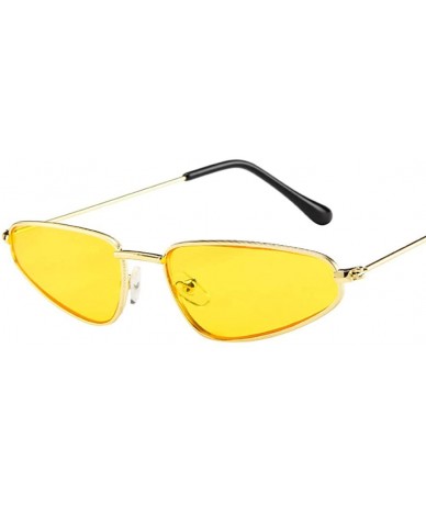 Cat Eye Fashion Women Ladies Small Frame Sunglasses Vintage Retro Cat Eye Sun Glasses Radiation Protection - Yellow - C618SX4...