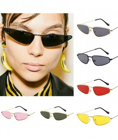 Cat Eye Fashion Women Ladies Small Frame Sunglasses Vintage Retro Cat Eye Sun Glasses Radiation Protection - Yellow - C618SX4...