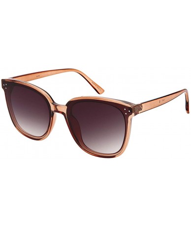 Semi-rimless Unisex 100% UV400 Protection Color Mirrored Round Lens semi-rimless fashion Sunglasses - Clearbrown/Gradient - C...