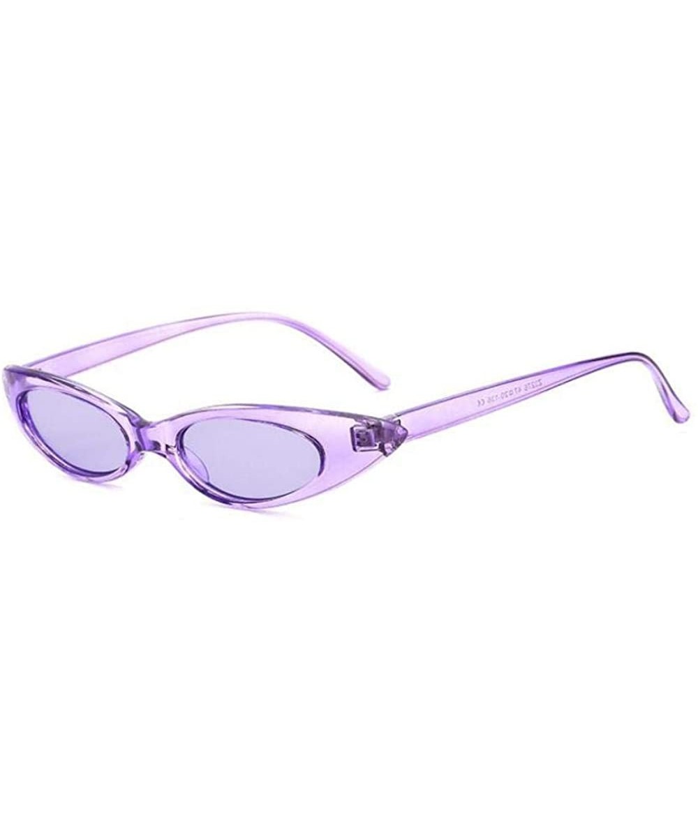 Cat Eye Small Cat Eye Sunglasses Women Brand Designer Retro Cateyes Glasses Black Gray - Purple - C918XEC3N3H $10.16