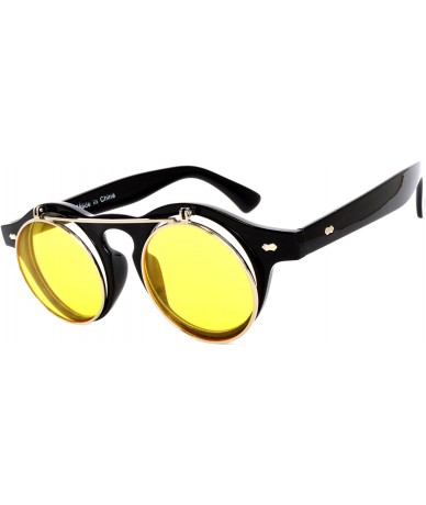 Round Steampunk Retro Gothic Vintage Hippie Colored Metal Round Circle Frame Sunglasses Colored Lens - CV186Z23HEH $11.55