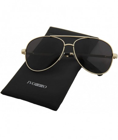Aviator Unisex Sunglasses Polarized UV400 Aviator Tinted Black Lens Metal Frame - Gold Metal Frame/ Black Lens - CF18IS4S6X6 ...