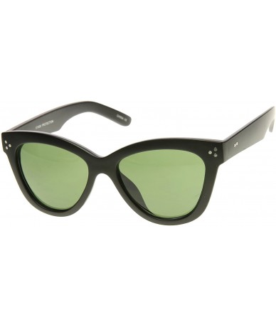 Butterfly Womens Fashion Oversized Oval Bold Rim Butterfly Cat Eye Sunglasses - Matte-black Green - CN11XOOB0PF $11.11