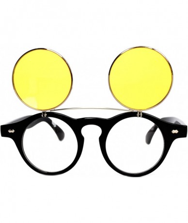 Round Steampunk Retro Gothic Vintage Hippie Colored Metal Round Circle Frame Sunglasses Colored Lens - CV186Z23HEH $11.55
