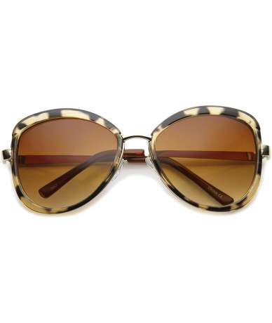 Oversized Glam Bow-Tie Metal Temple Gradient Tinted Lens Oversize Sunglasses 65mm - Creme-tortoise-gold / Amber - CV12IGJZQX9...