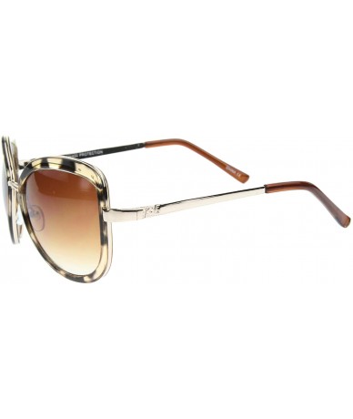Oversized Glam Bow-Tie Metal Temple Gradient Tinted Lens Oversize Sunglasses 65mm - Creme-tortoise-gold / Amber - CV12IGJZQX9...