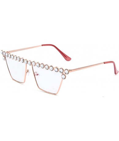 Cat Eye Cateye Rhinestone Sunglasses for Women Fashion Sparkling Crystal Sunglasses - Square Transparent - CP18WRKD9KC $10.97