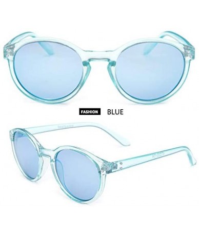 Round Multi-typle Fashion Sunglasses for Women Plastic Frame Mirrored Lens - Retro Vintage Cateye - Q Blue - CF18H0A6X4O $11.32