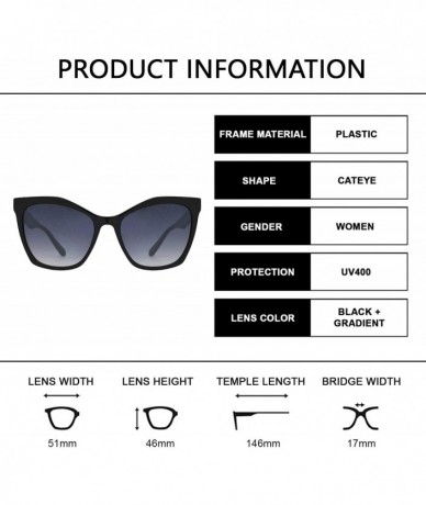 Cat Eye Womens Cateye Sunglasses with Heart Accent - UV Protection - Black + Gradient - C718WZX6WLD $15.62