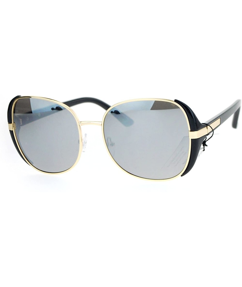 Square Womens Fashion Sunglasses Trendy Chic Square Frame UV 400 Eyewear - Black (Silver Mirror) - CQ182IKG9DQ $14.92