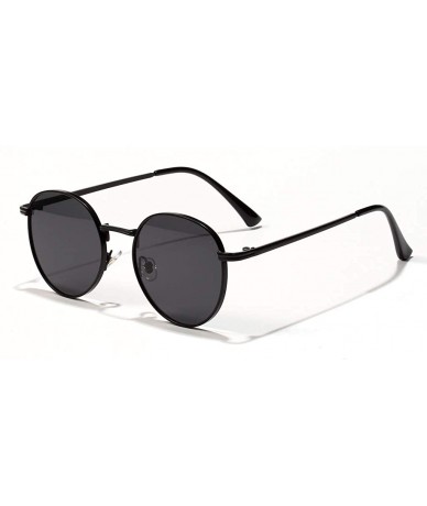 Round Women Retro Sunglasses Metal Men Summer Round Sun Glasses Male Birthday Gifts Uv400 - Full Black - C6199LGMK5D $25.98