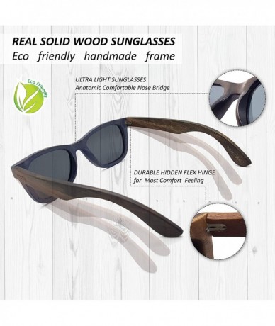 Cat Eye Real Wood Round Sunglasses UV-400 Polarized Lenses Plus Cap in a Gift Box - Gray-gray - CH18GMLXZZM $24.09